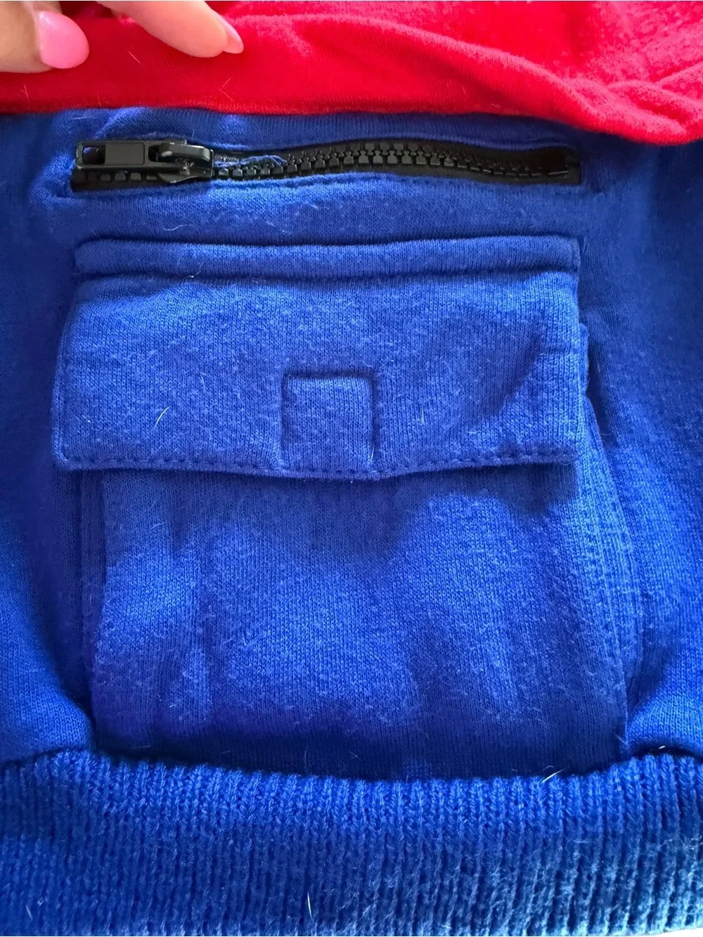 Companion Road Red Blue Dog Hoodie Medium Zip Pocket Sweatshirt